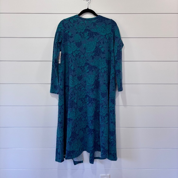 NWT LulaRoe Sarah duster roses pattern blue hues size S - Picture 2 of 15